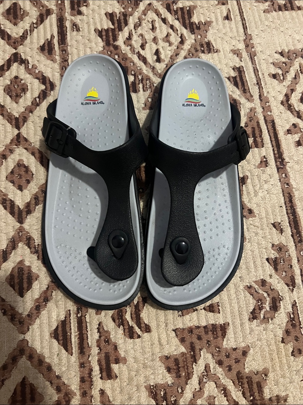 Aloha Island Black and Light Gray Sandals